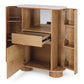 Akita Natural Oak Bar Cabinet (Travertine Top)