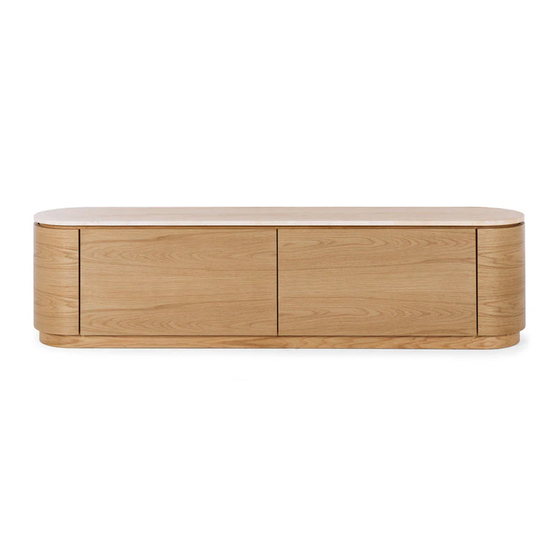 Akita Natural Oak Tv Stand (Travertine Top)