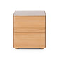 Cube Natural Oak Side Table 2drw (Travertine Top)