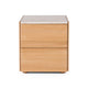 Cube Natural Oak Side Table 2drw (Travertine Top)