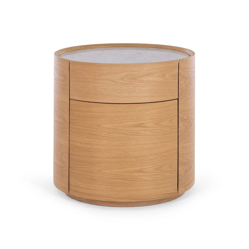 Muse Natural Oak Bedside 2drw (Marble Top)