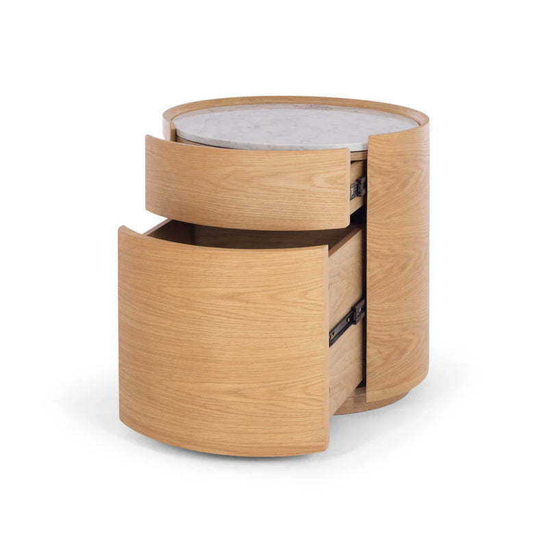 Muse Natural Oak Bedside 2drw (Marble Top)