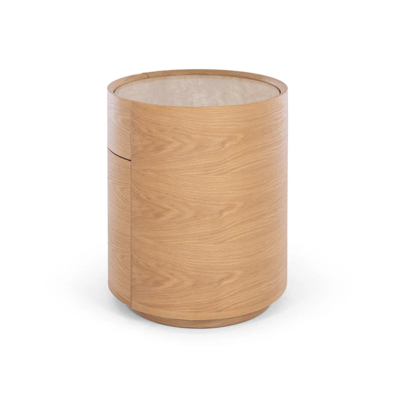 Muse Natural Oak Bedside 2drw (Travertine Top)