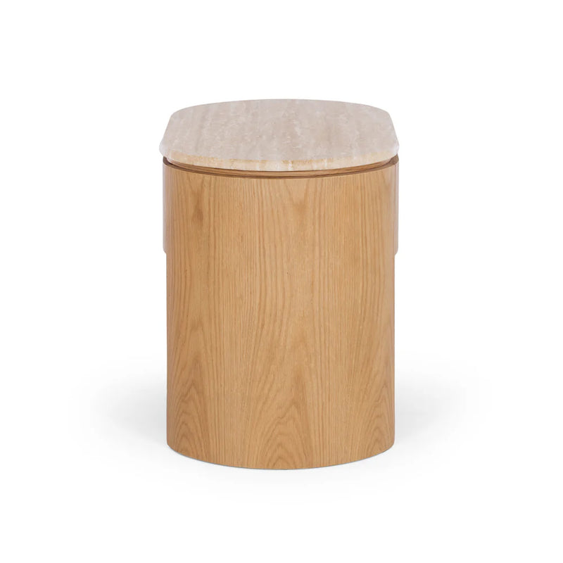 Clover Natural Oak Bedside 1drw (Travertine Top)