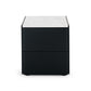 Cube Black Oak Side Table 2drw (Marble Top)