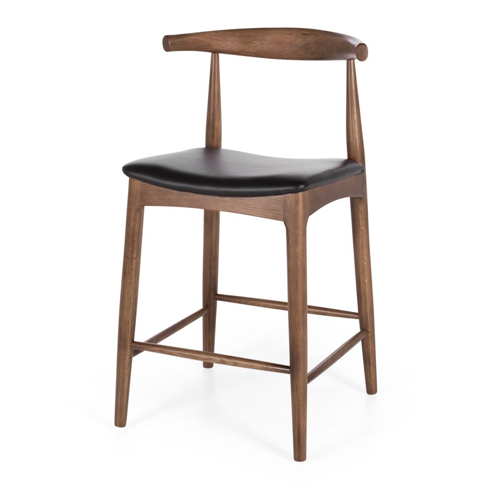 Elbow Barstool Deep Oak Black PU Seat