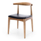 Elbow Chair Natural Oak Black PU Seat