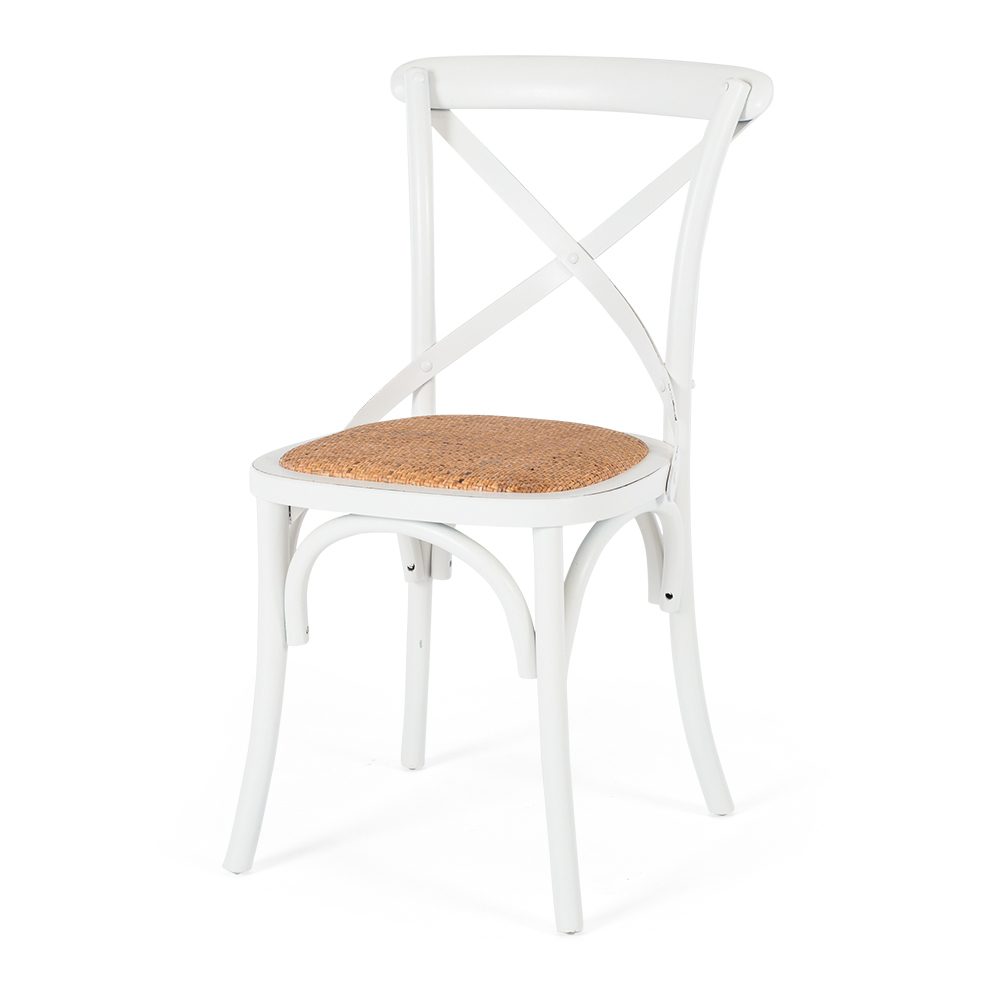 Villa X-Back Chair Aged White Rattan Seat