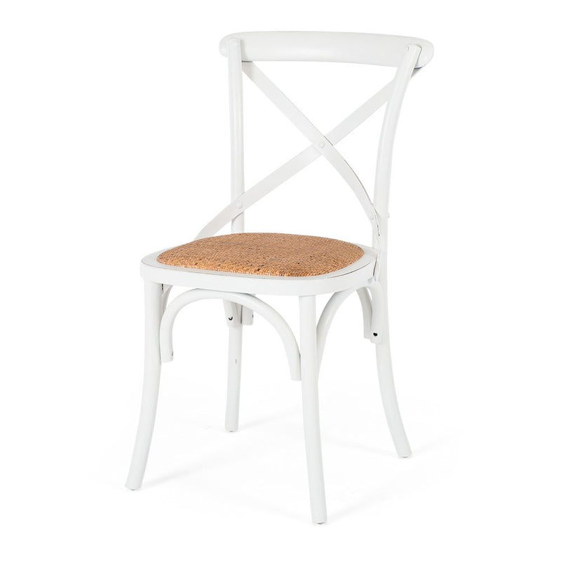 Villa X-Back Chair Aged White Rattan Seat