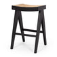 Palma Barstool Black Oak Rattan Seat