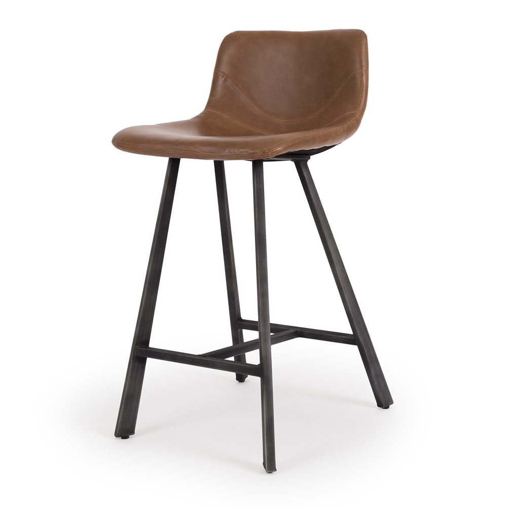 Rustic Barstool Vintage Cognac PU