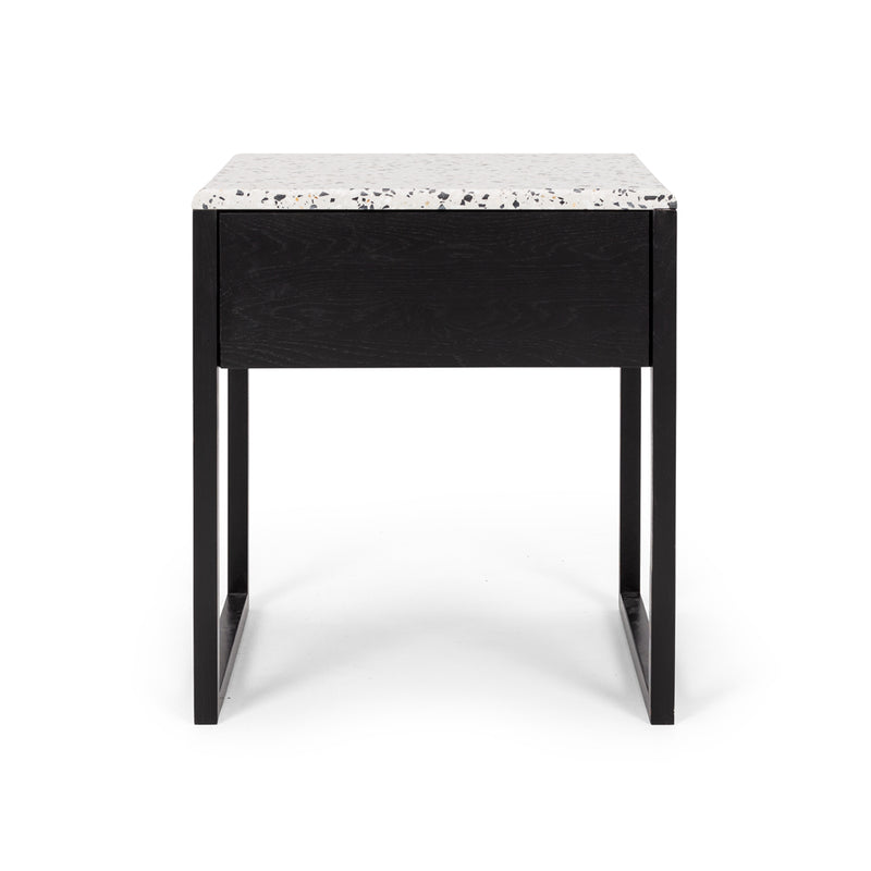 Avalon Black Oak Side Table (Terrazzo Top) - FLOOR MODELS