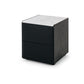 Cube Black Oak Side Table 2drw (Marble Top)