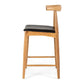 Elbow Barstool Natural Oak Black PU Seat