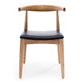 Elbow Chair Natural Oak Black PU Seat