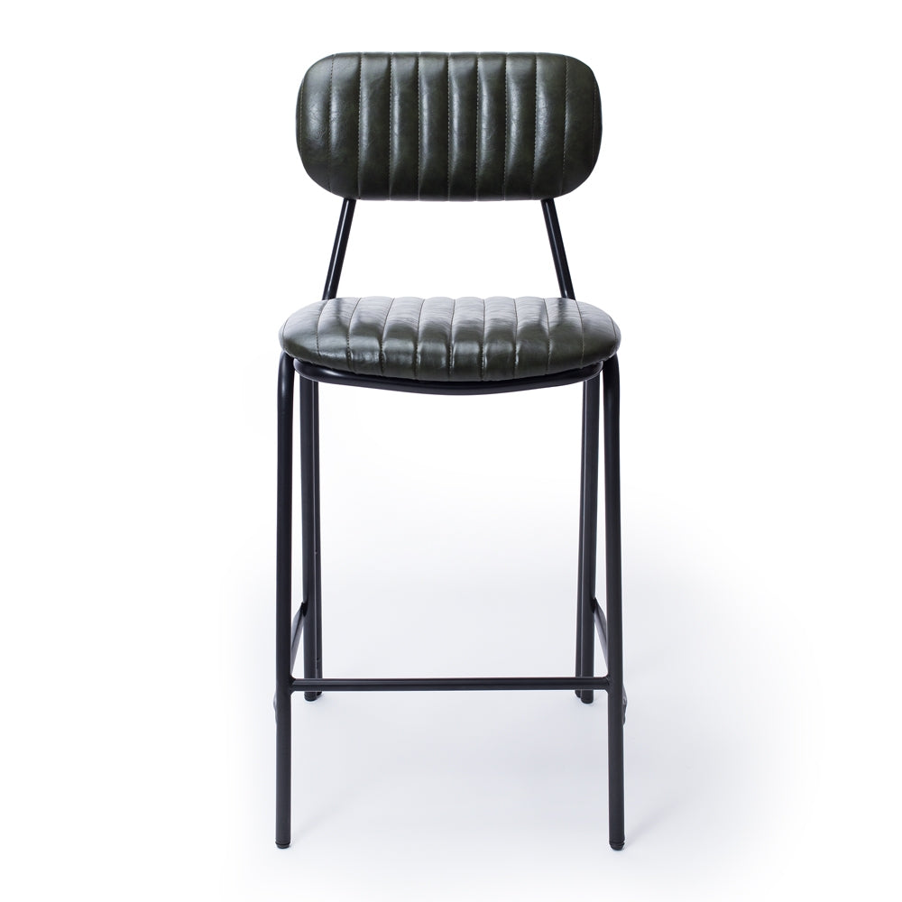 Datsun Barstool Vintage Green PU SH75cm - Commercial Height