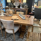 RECLAIMED ELM DINING TABLE W DOUBLE PED BASE - 3m