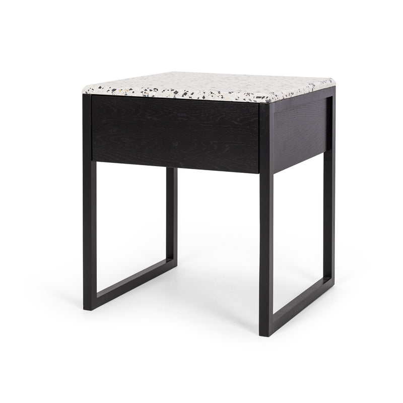 Avalon Black Oak Side Table (Terrazzo Top) - FLOOR MODELS