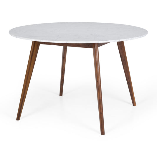 Radius 1.2m rd Marble Dining Table Walnut Leg - FLOOR MODEL