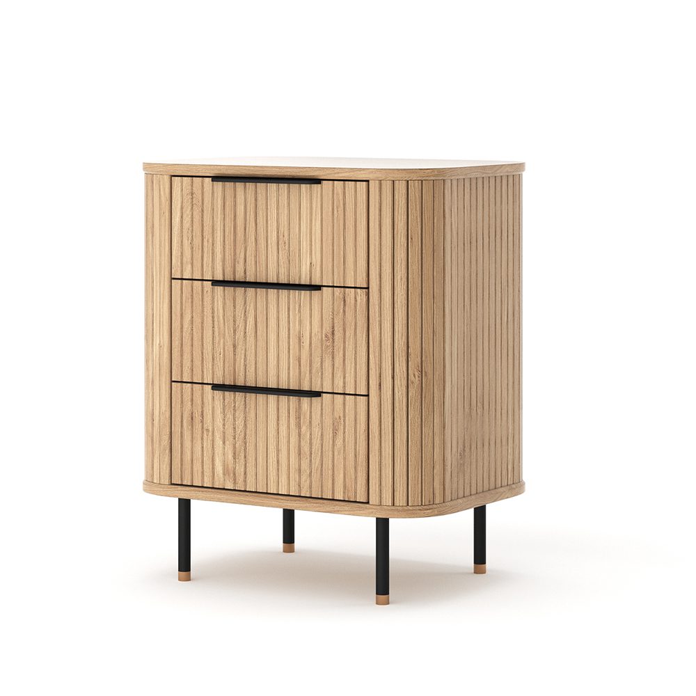 Anders Bedside 3 Drawer (Natural Oak)