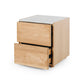 Cube Natural Oak Side Table 2drw (Marble Top)