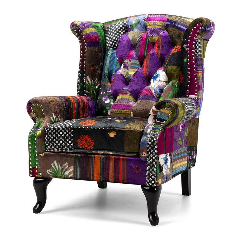 Patchwork Wingback Chair - Back Order (Due 06/12)