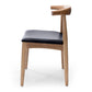 Elbow Chair Natural Oak Black PU Seat