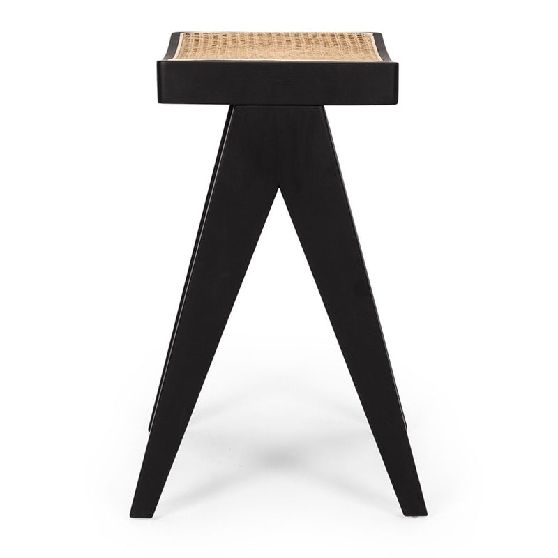 Palma Barstool Black Oak Rattan Seat