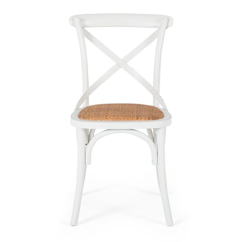 Villa X-Back Chair Aged White Rattan Seat