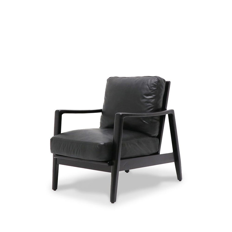 Reid Armchair - Black Leather, Black Frame