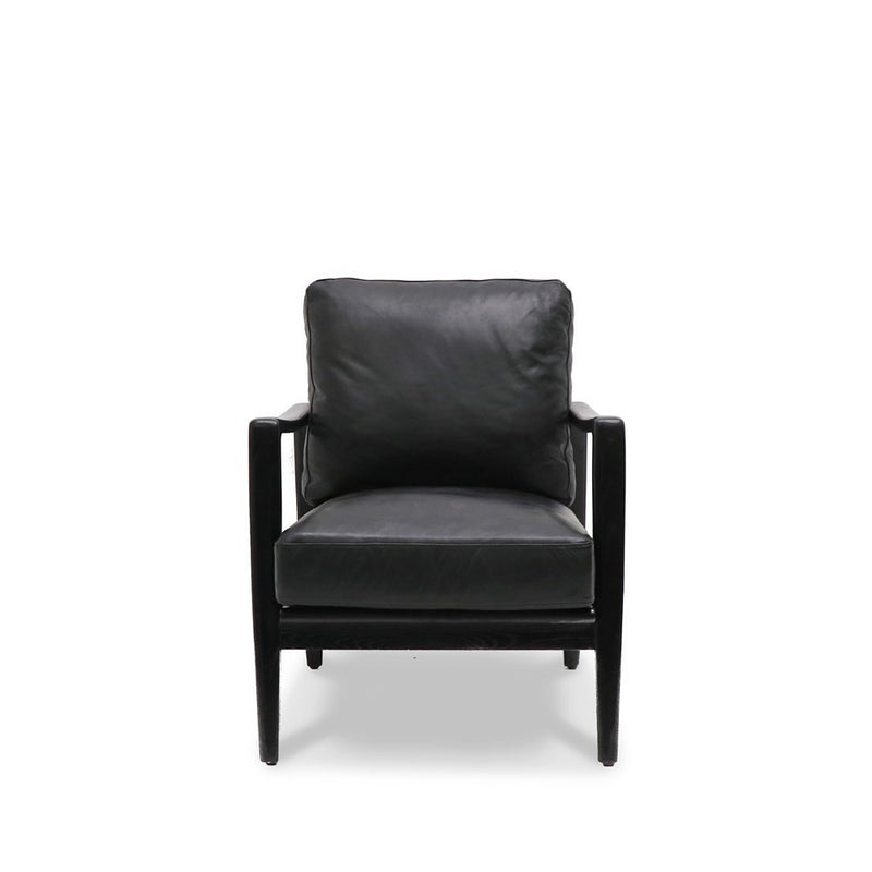 Reid Armchair - Black Leather, Black Frame