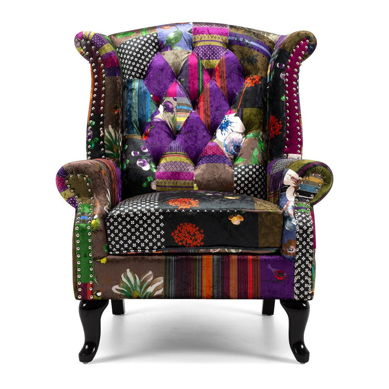 Patchwork Wingback Chair - Back Order (Due 06/12)