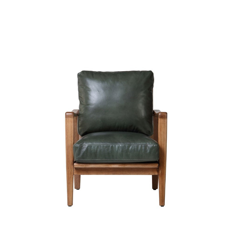 Reid Armchair - Green Leather