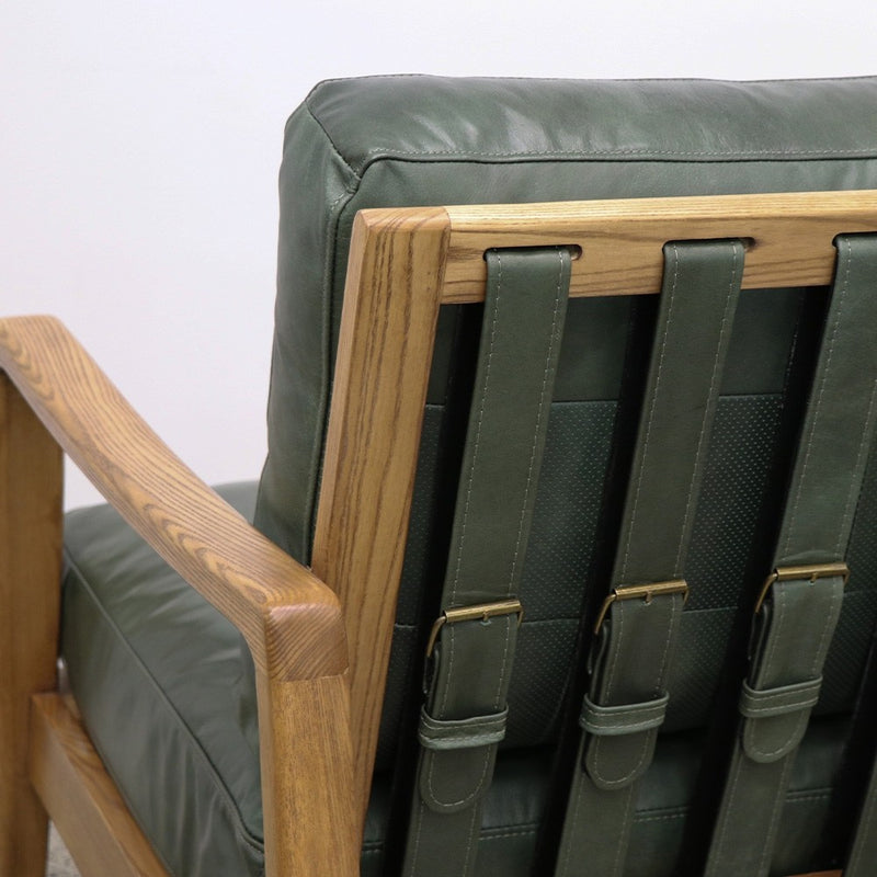 Reid Armchair - Green Leather