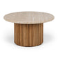 Rho Travertine Top Coffee Table 85rd (Natural Oak Base)