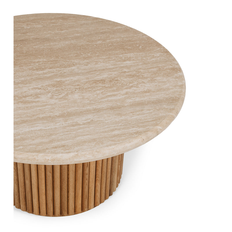 Rho Travertine Top Coffee Table 85rd (Natural Oak Base)