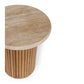 Rho Travertine Top Side Table 50rd (Natural Oak Base)