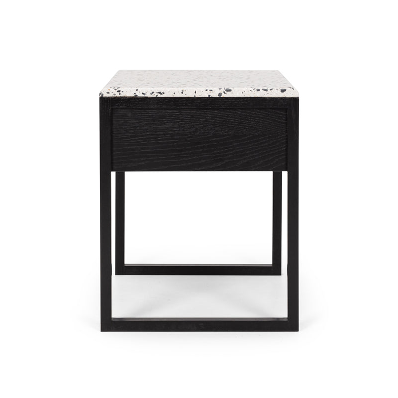 Avalon Black Oak Side Table (Terrazzo Top) - FLOOR MODELS