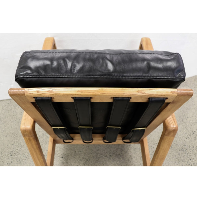 Reid Armchair - Black Leather, Natural Frame