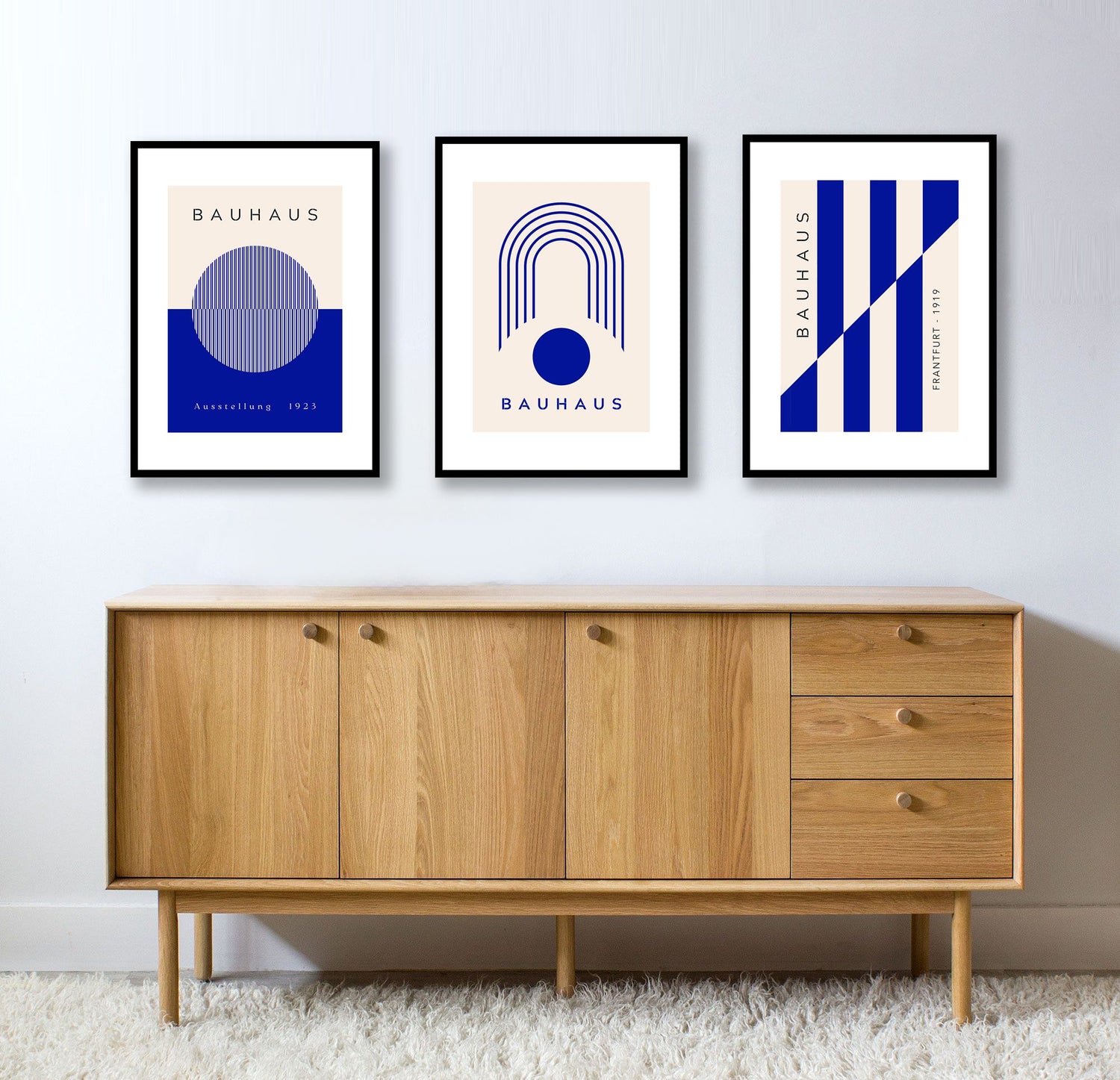 Bauhaus Blue set of Framed Prints