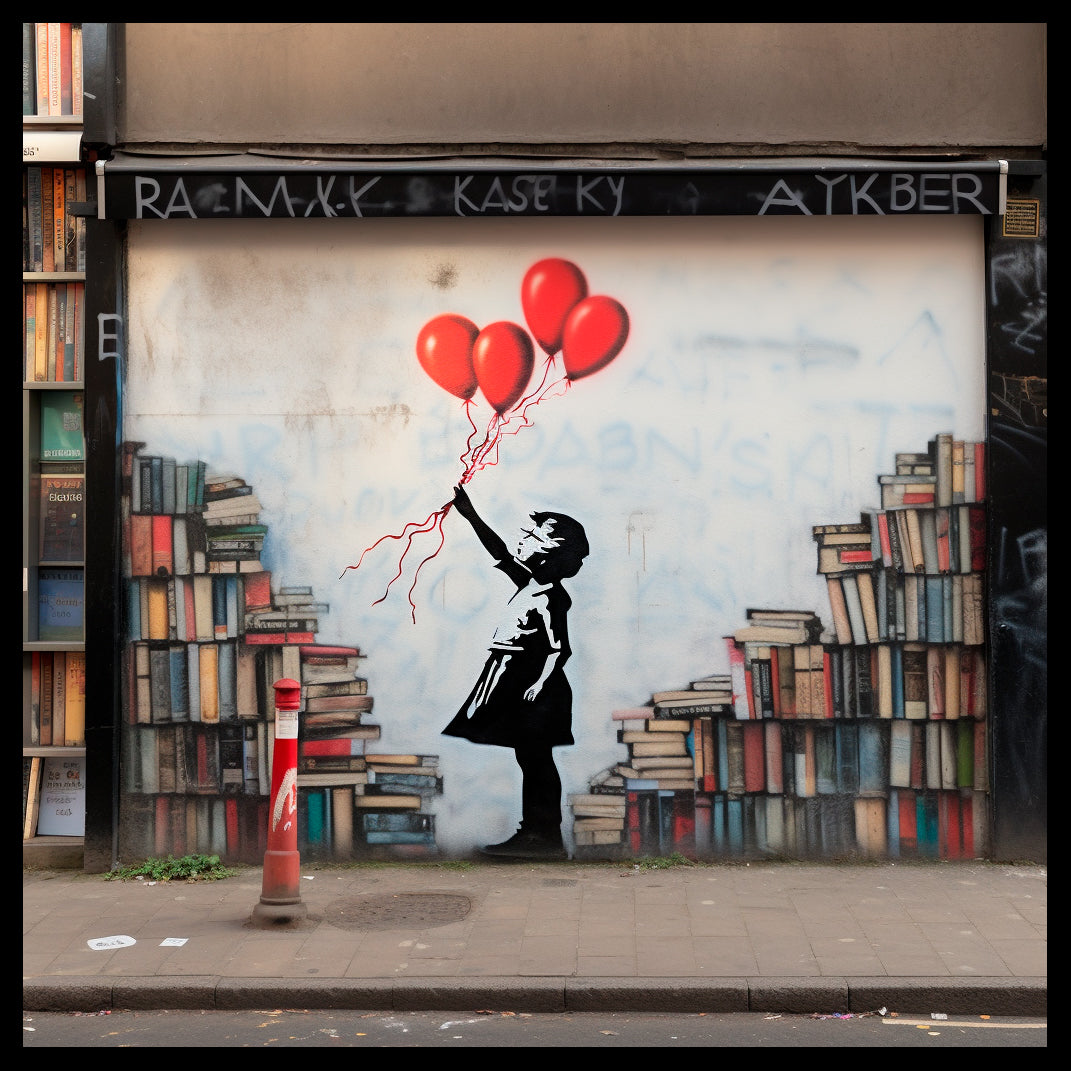 Framed Canvas Print - Banksy Wall