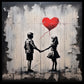 Framed Canvas Print - Banksy Children with Balloon II