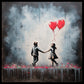 Framed Canvas Print - Kids with Balloons