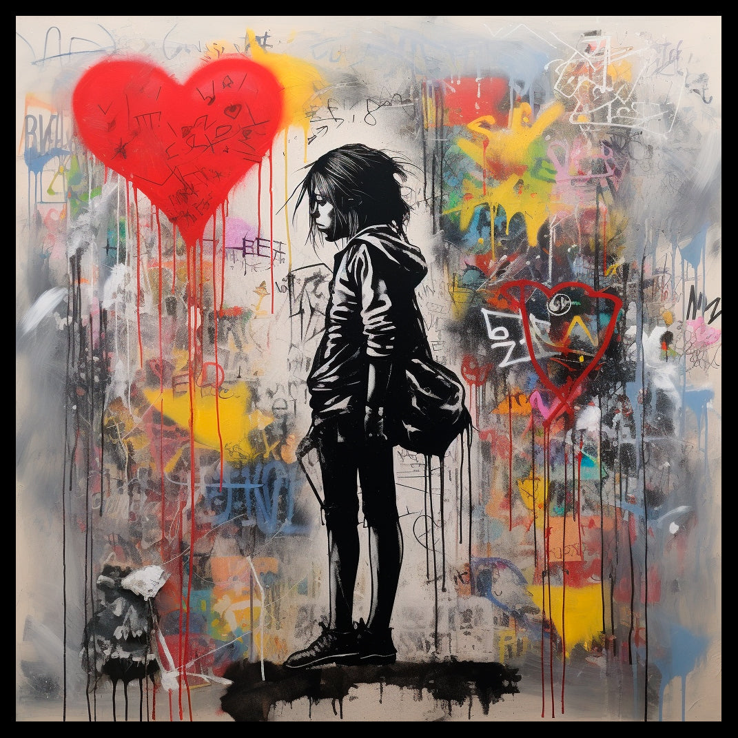 Framed Canvas Print - Girl with Heart