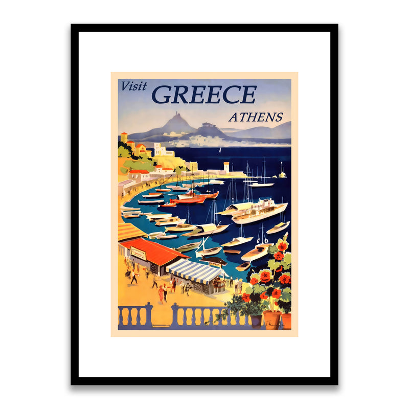 Greece Athens Travel Poster Framed Print