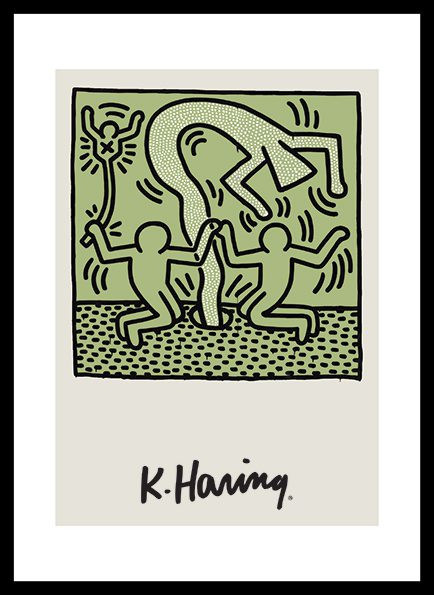 Keith Harring Green Framed Print