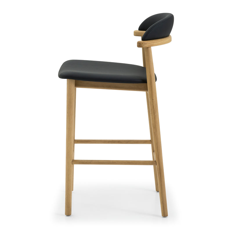 Hopper Barstool (Natural Oak) PU Black
