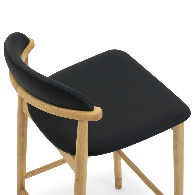 Hopper Barstool (Natural Oak) PU Black