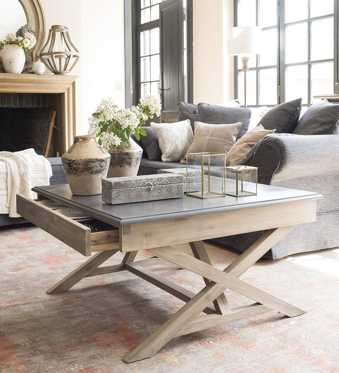 Dallas Coffee Table with Concrete Top