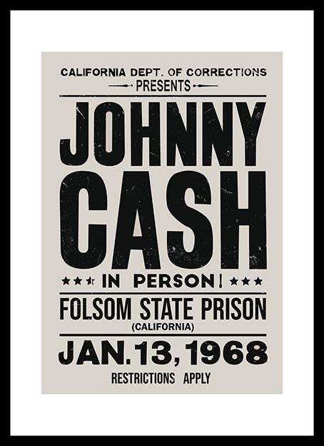 Johnny Cash Folsom State Framed Print